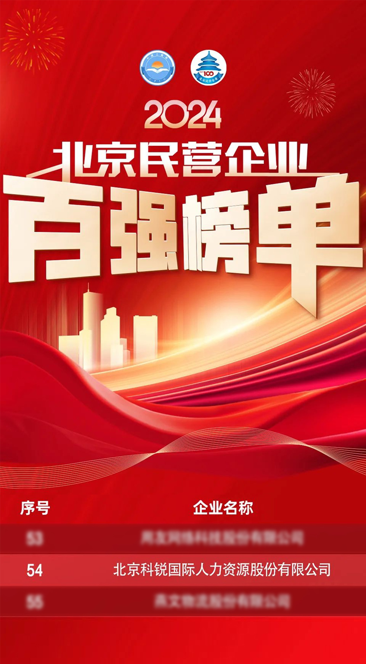 人力资源供应商PG 国际连续五年荣登北京民营企业百强榜单彰显自身全方位人力资源服务能力